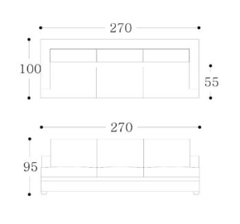 TILDA - 3 seater Technical Drawing