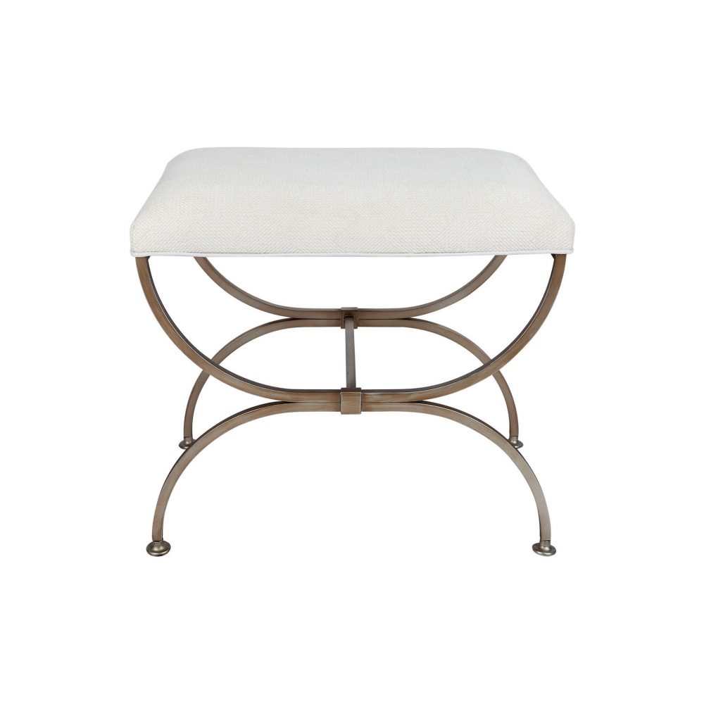Nova Gold Ottoman Natural cotton viscose upholstered stool 1