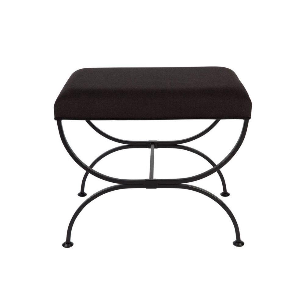 Nova Black Ottoman Natural cotton viscose upholstered stool 1