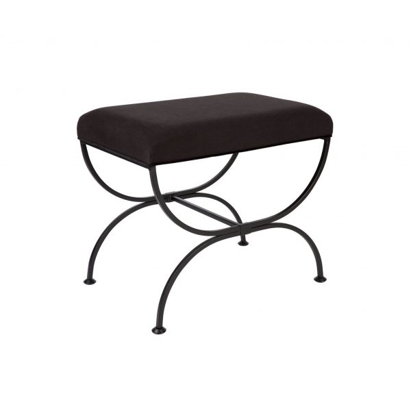 Nova Black Ottoman Natural cotton viscose upholstered stool 2