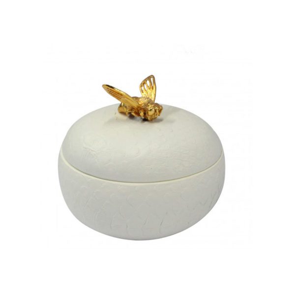 Bee Round Trinket Box Cream Accessories Homeware 1