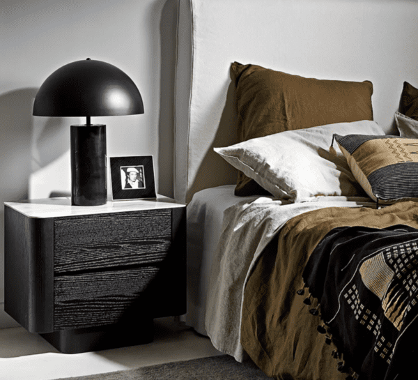 Clio Black Bedside Ceramic Marble Top Draws Storage 4