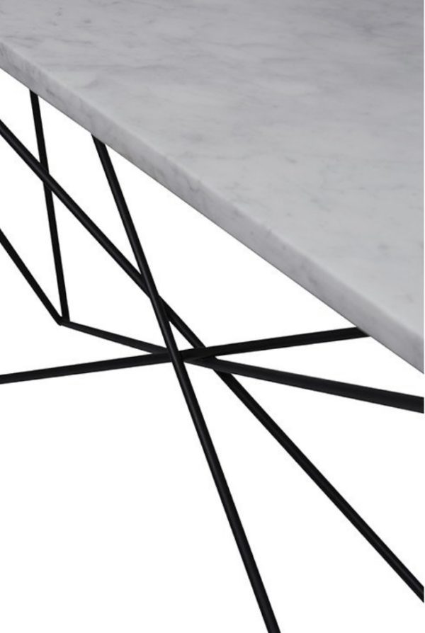 Lilly Criss Cross Console Table Marble Top Metal Base 3