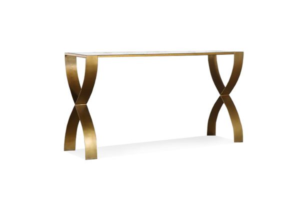 Aura Console Table Glass Top Metal Frame 1
