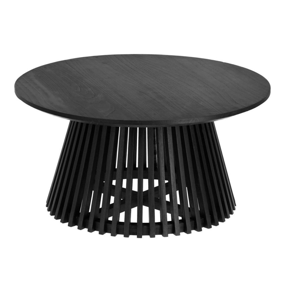 Rena Round Black Solid Timber Wood Coffee Table 1