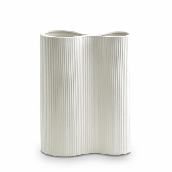 Infinity White Ribbed Vase Accessories Homeware 1