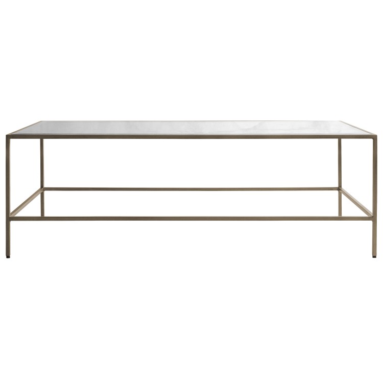 Rona Glass Top Champagne Metal Frame Coffee Table 1