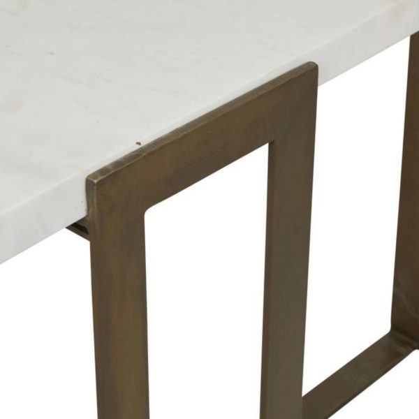 Vera Console Table White Marble Top Brass Metal Frame 3