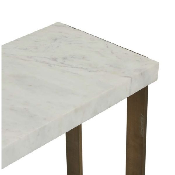 Vera Console Table White Marble Top Brass Metal Frame 5