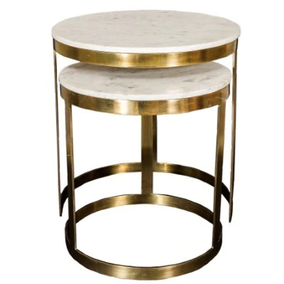 Petite Side Marble and Metal Nesting Table 1