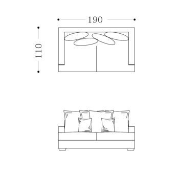 Ronda 2.5 seater sofa technical drawing