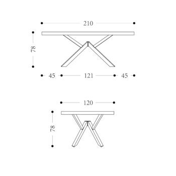 Soho Custom Timber Dining Table 2100mm Technical Drawing