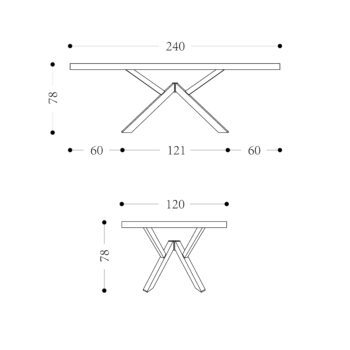 Soho Custom Timber Dining Table 2400mm Technical Drawing