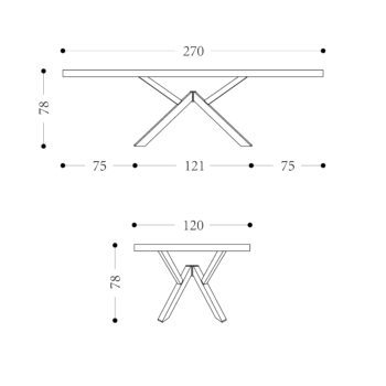 Soho Custom Timber Dining Table 2700mm Technical Drawing